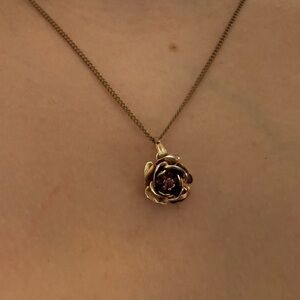 Vintage Gold Rose and Gemstone Necklace